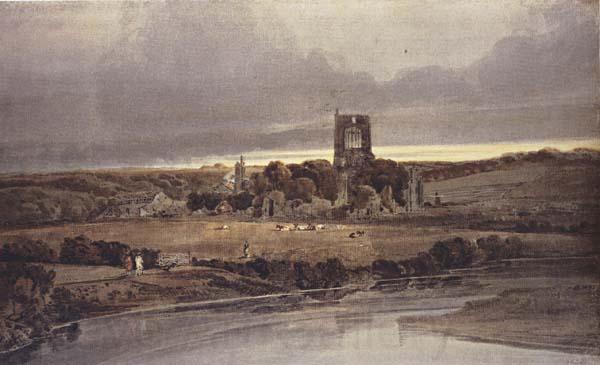 Thomas Girtin Kirkstall Abbey,Yorkshire-Evening (mk47) Spain oil painting art